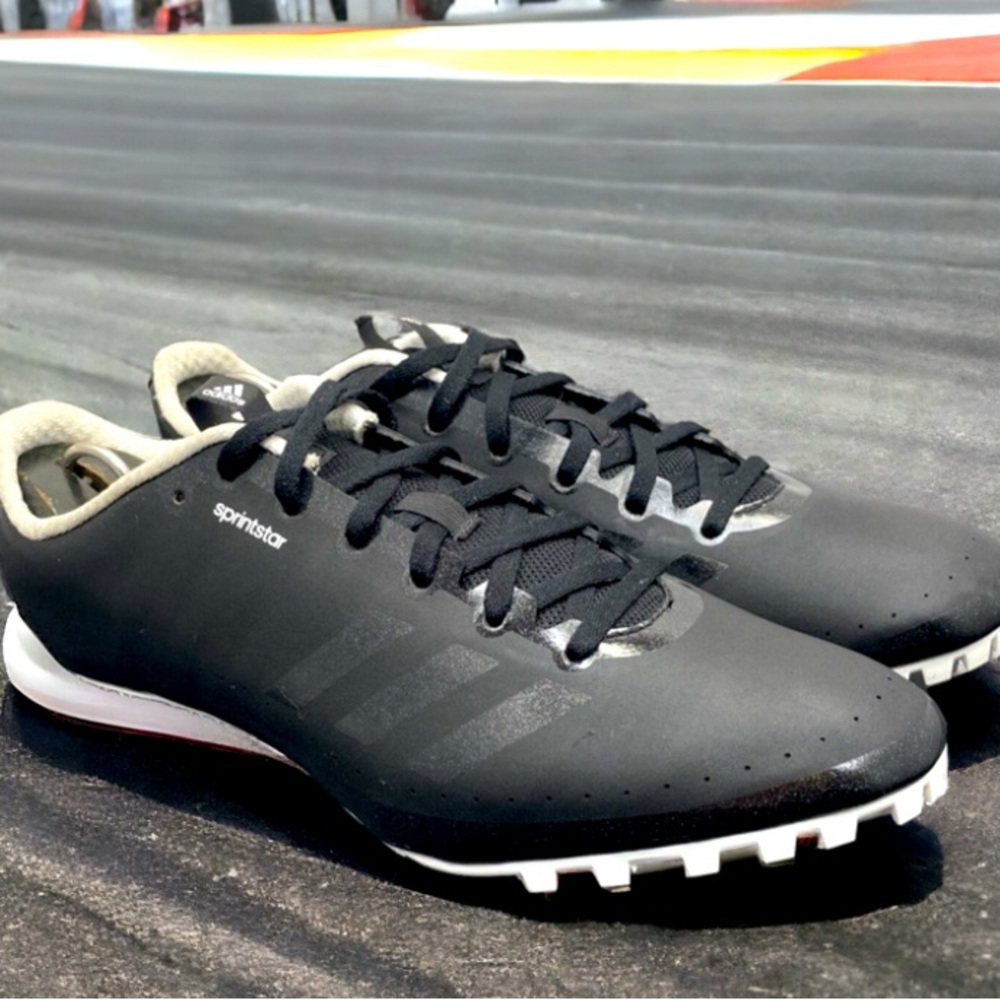 Adidas Sprintstar Track Shoes Black White B37502 Race Spikes Mens 10